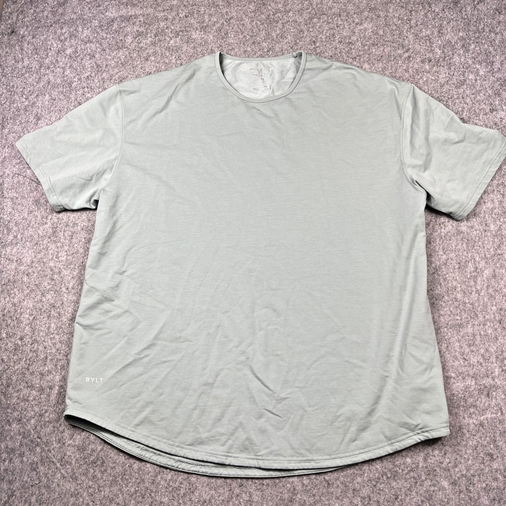 BYLT Shirt Mens 3XL Green Drop Cut Lux Premium Basics Crewneck Short Sleeve Tee